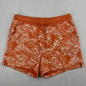 Eddie Bauer Womens Burnt Orange Tropical Floral Fleece Drawstring Shorts Size M